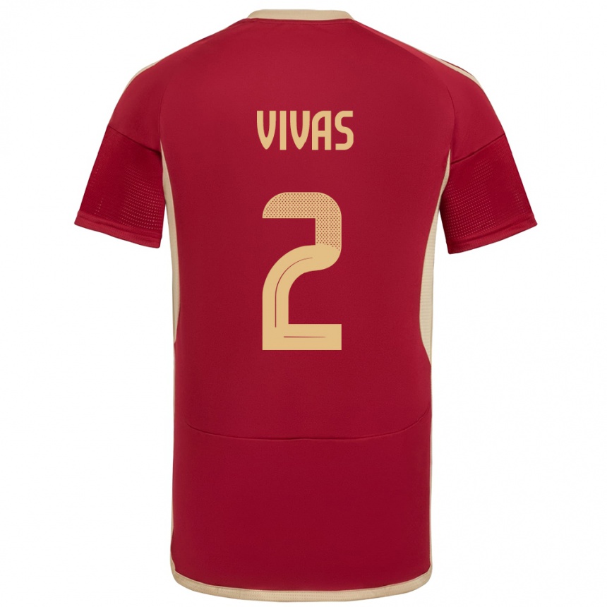 Kids Football Venezuela Carlos Vivas #2 Burgundy Home Jersey 24-26 T-Shirt Za