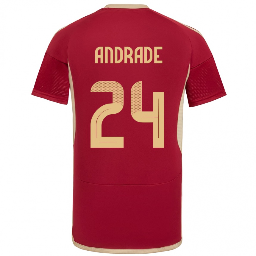 Kids Football Venezuela Kervin Andrade #24 Burgundy Home Jersey 24-26 T-Shirt Za