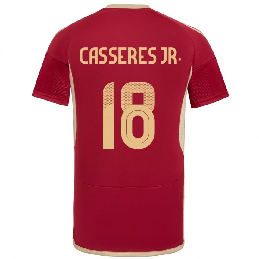 Kids Football Venezuela Cristian Cásseres Jr. #18 Burgundy Home Jersey 24-26 T-Shirt Za