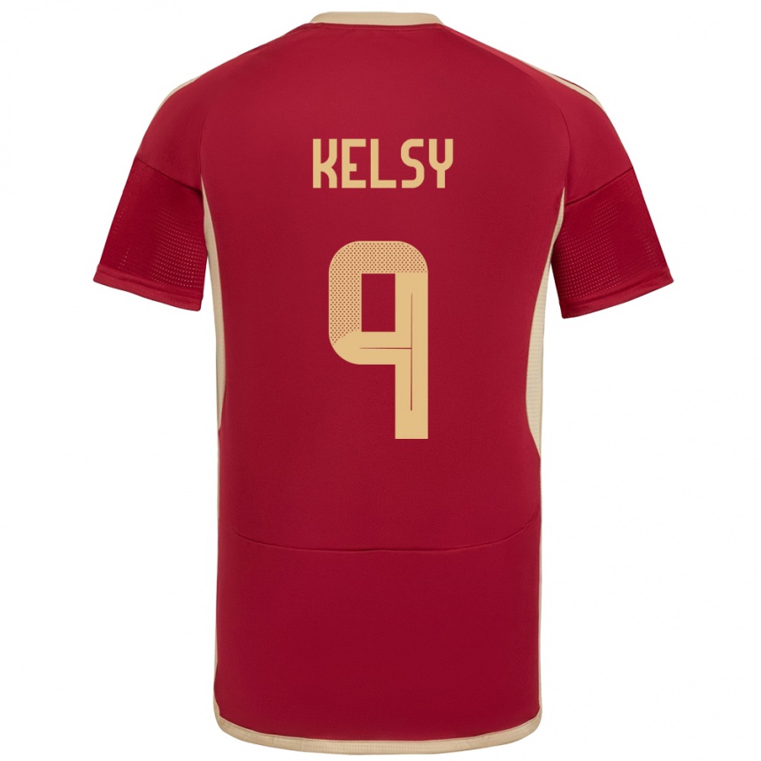 Kids Football Venezuela Kevin Kelsy #9 Burgundy Home Jersey 24-26 T-Shirt Za