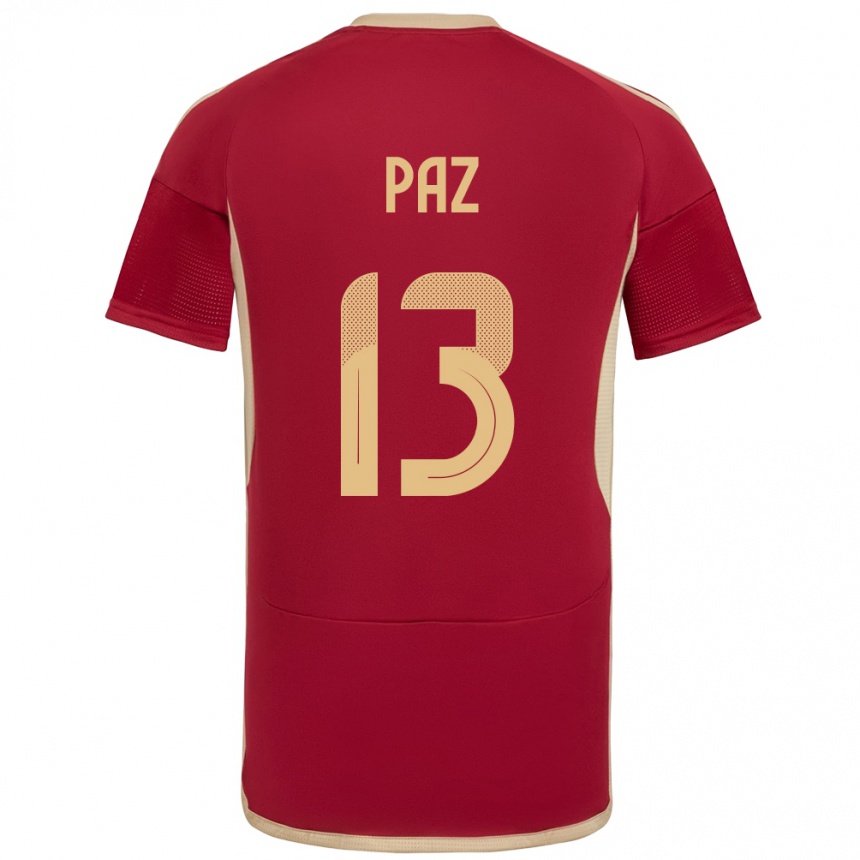 Kids Football Venezuela Jesús Paz #13 Burgundy Home Jersey 24-26 T-Shirt Za