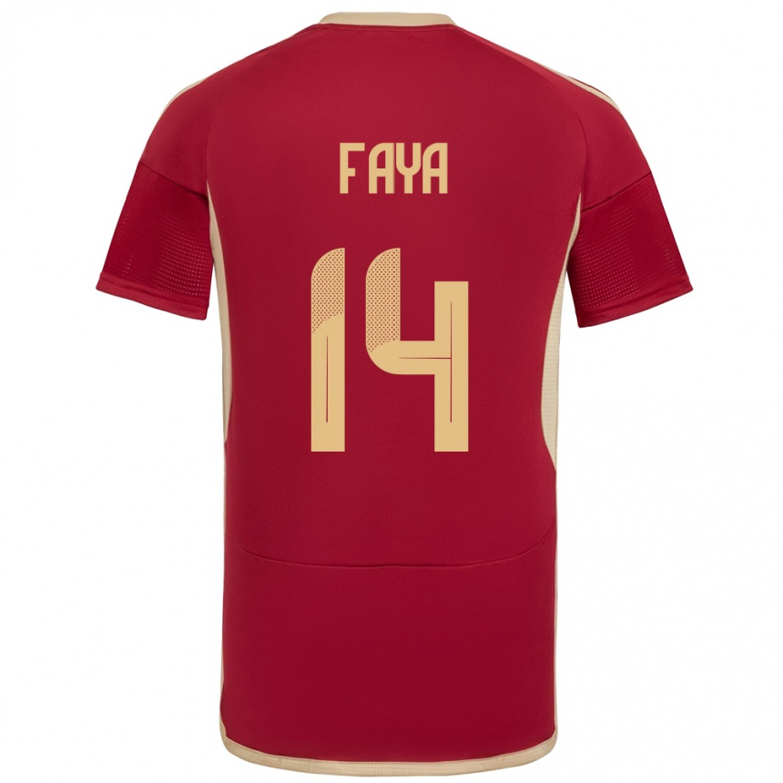 Kids Football Venezuela Carlos Faya #14 Burgundy Home Jersey 24-26 T-Shirt Za