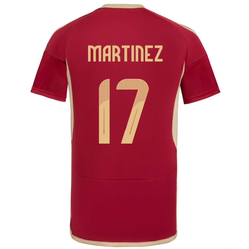 Kids Football Venezuela David Martínez #17 Burgundy Home Jersey 24-26 T-Shirt Za