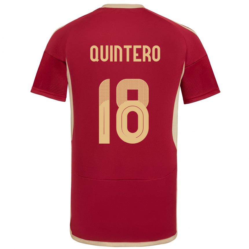 Kids Football Venezuela Jesús Quintero #18 Burgundy Home Jersey 24-26 T-Shirt Za