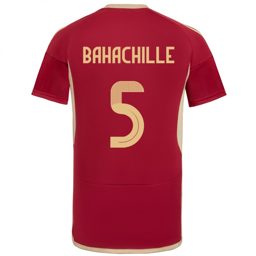 Kids Football Venezuela Abraham Bahachille #5 Burgundy Home Jersey 24-26 T-Shirt Za