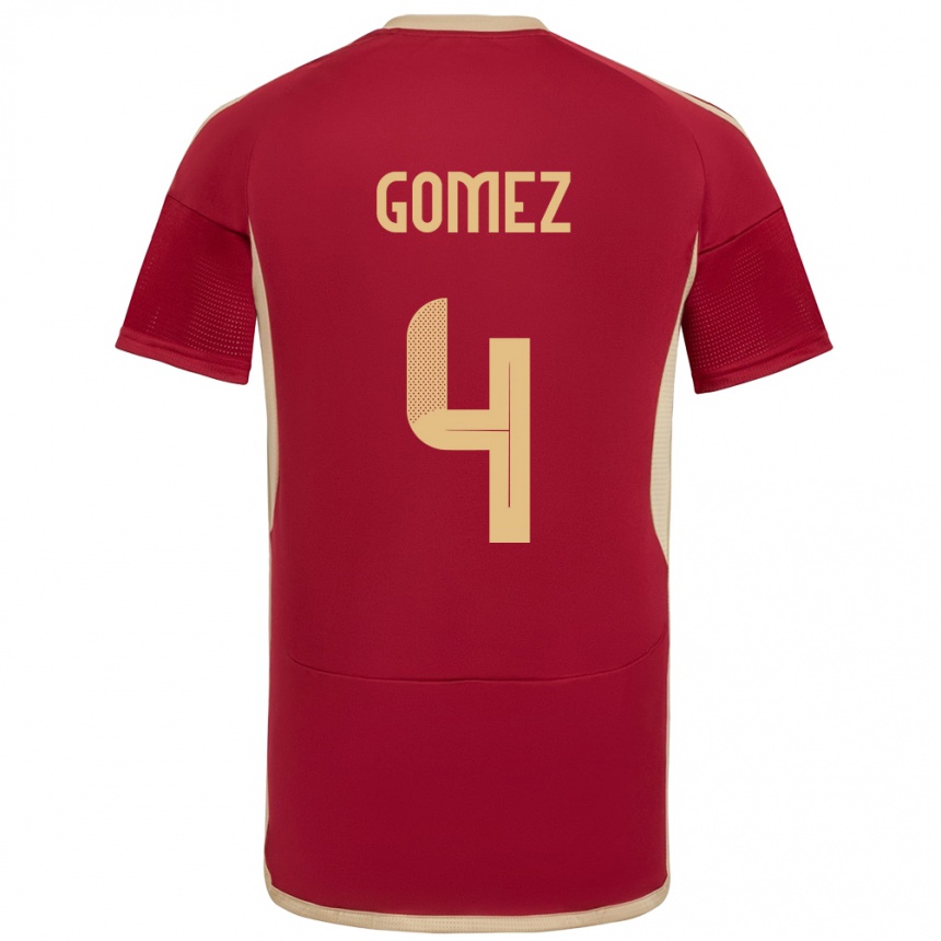 Kids Football Venezuela Santiago Gómez #4 Burgundy Home Jersey 24-26 T-Shirt Za