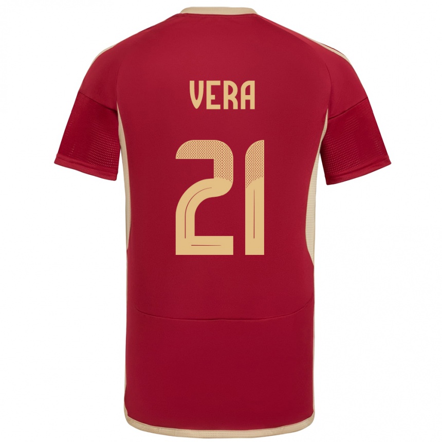 Kids Football Venezuela Andry Vera #21 Burgundy Home Jersey 24-26 T-Shirt Za