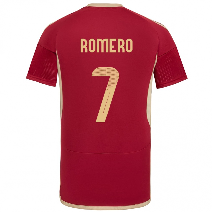 Kids Football Venezuela Leenhan Romero #7 Burgundy Home Jersey 24-26 T-Shirt Za