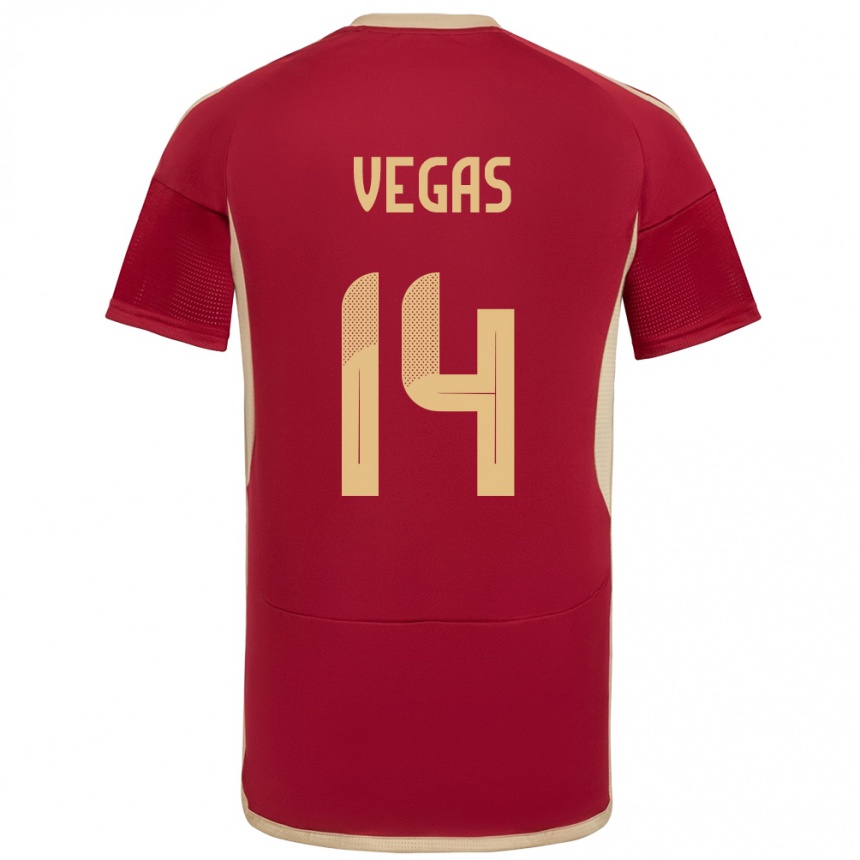 Kids Football Venezuela Miguel Vegas #14 Burgundy Home Jersey 24-26 T-Shirt Za