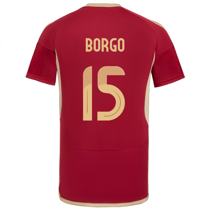 Kids Football Venezuela Ángel Borgo #15 Burgundy Home Jersey 24-26 T-Shirt Za