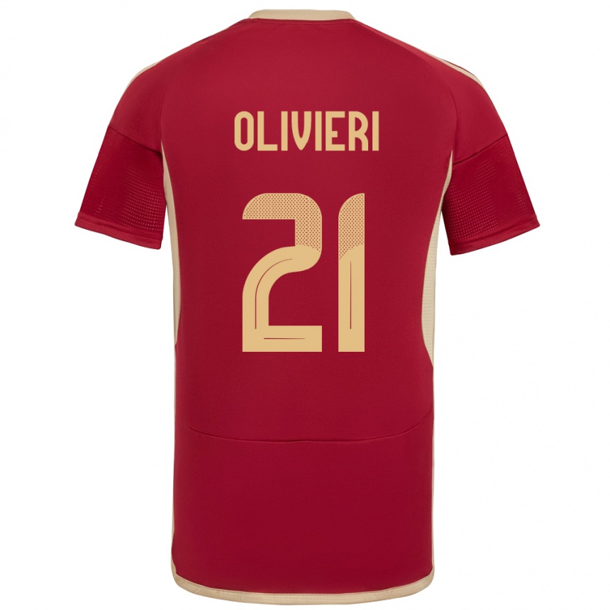 Kids Football Venezuela Bárbara Olivieri #21 Burgundy Home Jersey 24-26 T-Shirt Za