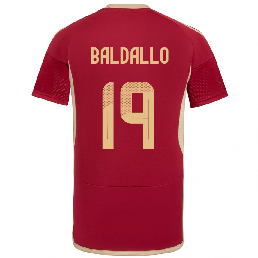 Kids Football Venezuela Micheel Baldallo #19 Burgundy Home Jersey 24-26 T-Shirt Za