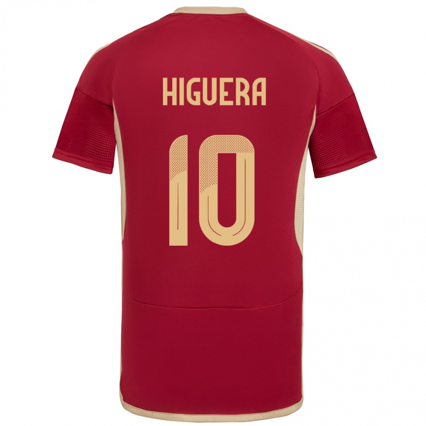 Kids Football Venezuela Enyerliannys Higuera #10 Burgundy Home Jersey 24-26 T-Shirt Za