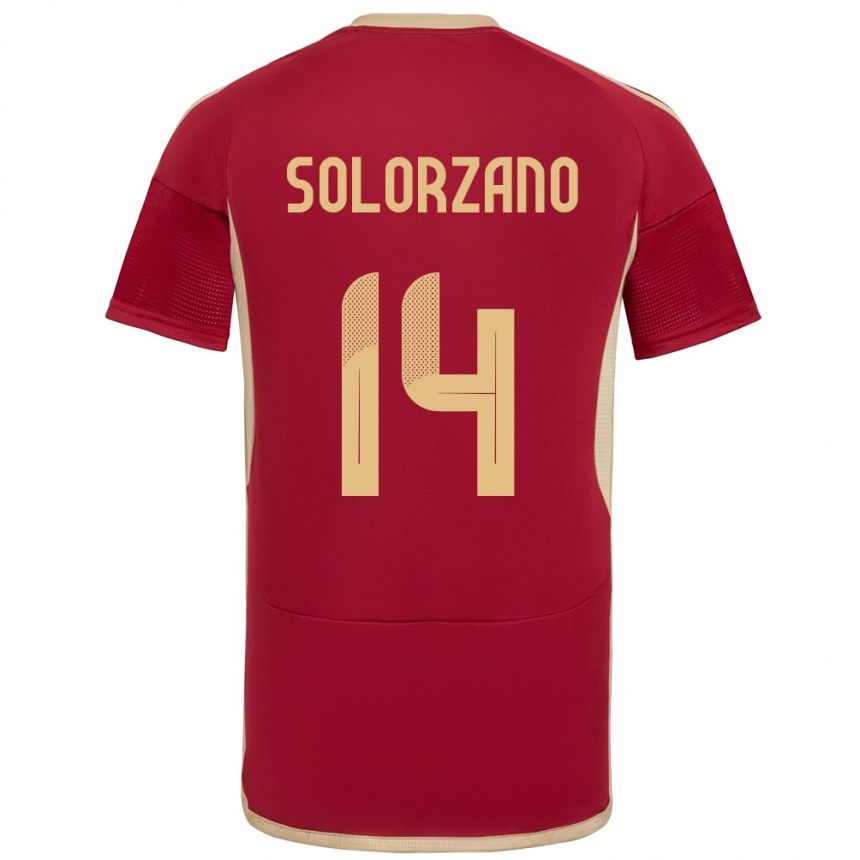 Kids Football Venezuela Fabiola Solórzano #14 Burgundy Home Jersey 24-26 T-Shirt Za