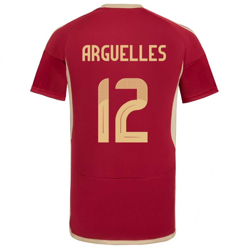 Kids Football Venezuela Wilmary Argüelles #12 Burgundy Home Jersey 24-26 T-Shirt Za