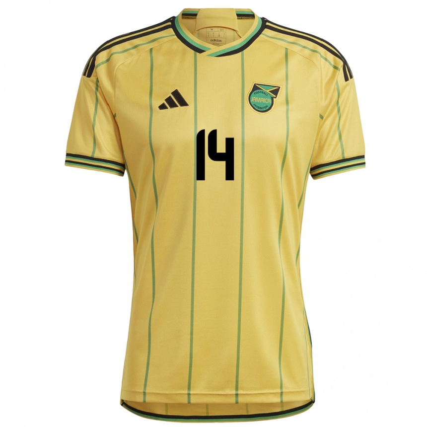 Kids Football Jamaica Siobhan Wilson #14 Yellow Home Jersey 24-26 T-Shirt Za