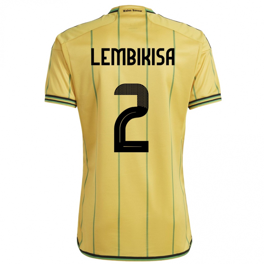 Kids Football Jamaica Dexter Lembikisa #2 Yellow Home Jersey 24-26 T-Shirt Za