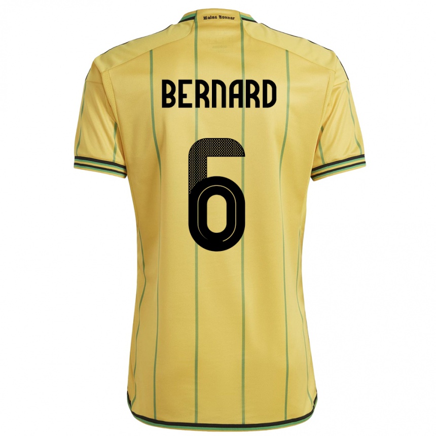 Kids Football Jamaica Di'shon Bernard #6 Yellow Home Jersey 24-26 T-Shirt Za