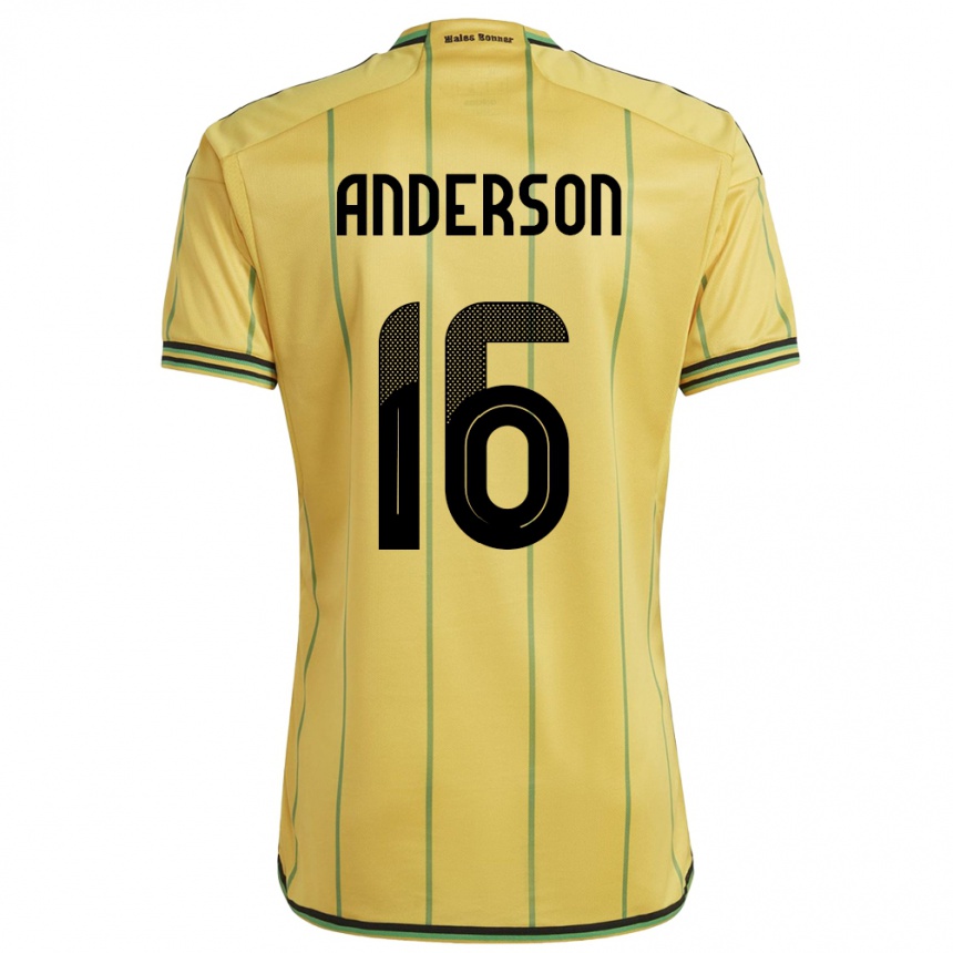 Kids Football Jamaica Karoy Anderson #16 Yellow Home Jersey 24-26 T-Shirt Za