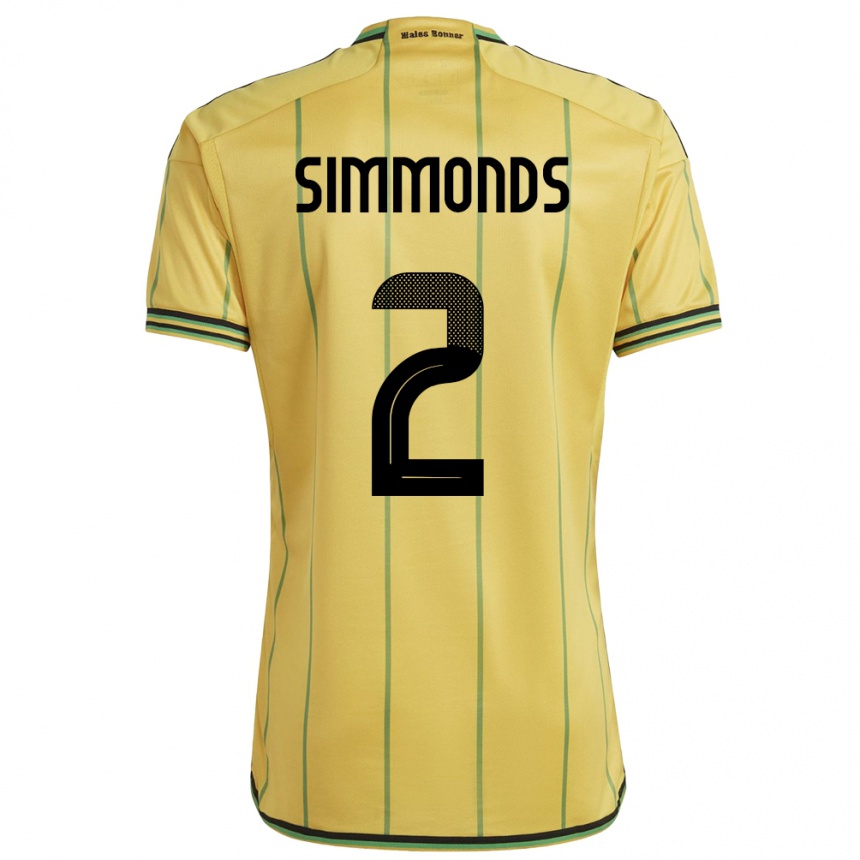 Kids Football Jamaica Nicholas Simmonds #2 Yellow Home Jersey 24-26 T-Shirt Za