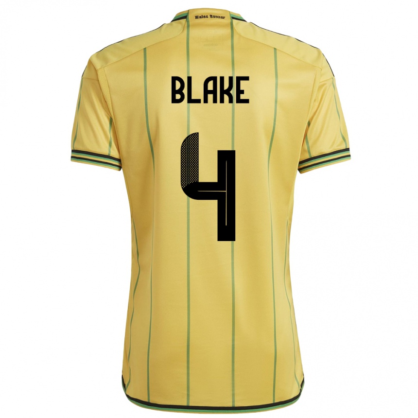 Kids Football Jamaica Romain Blake #4 Yellow Home Jersey 24-26 T-Shirt Za