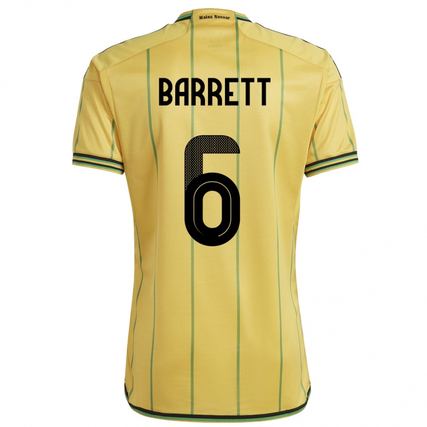 Kids Football Jamaica Ronaldo Barrett #6 Yellow Home Jersey 24-26 T-Shirt Za