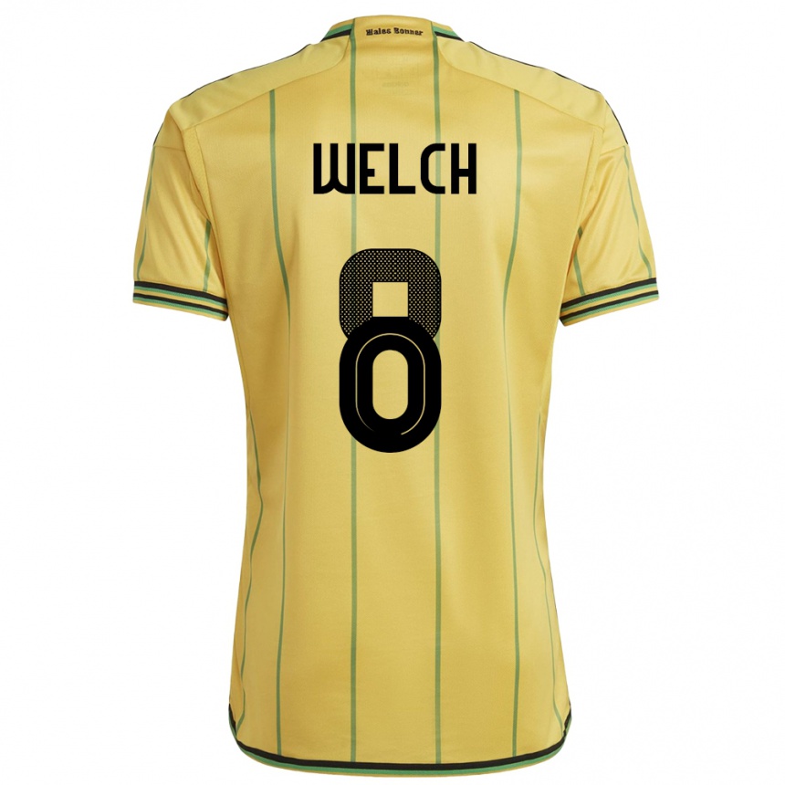 Kids Football Jamaica Makai Welch #8 Yellow Home Jersey 24-26 T-Shirt Za