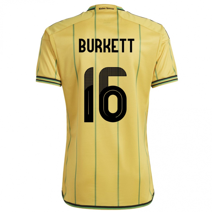 Kids Football Jamaica Brian Burkett #16 Yellow Home Jersey 24-26 T-Shirt Za