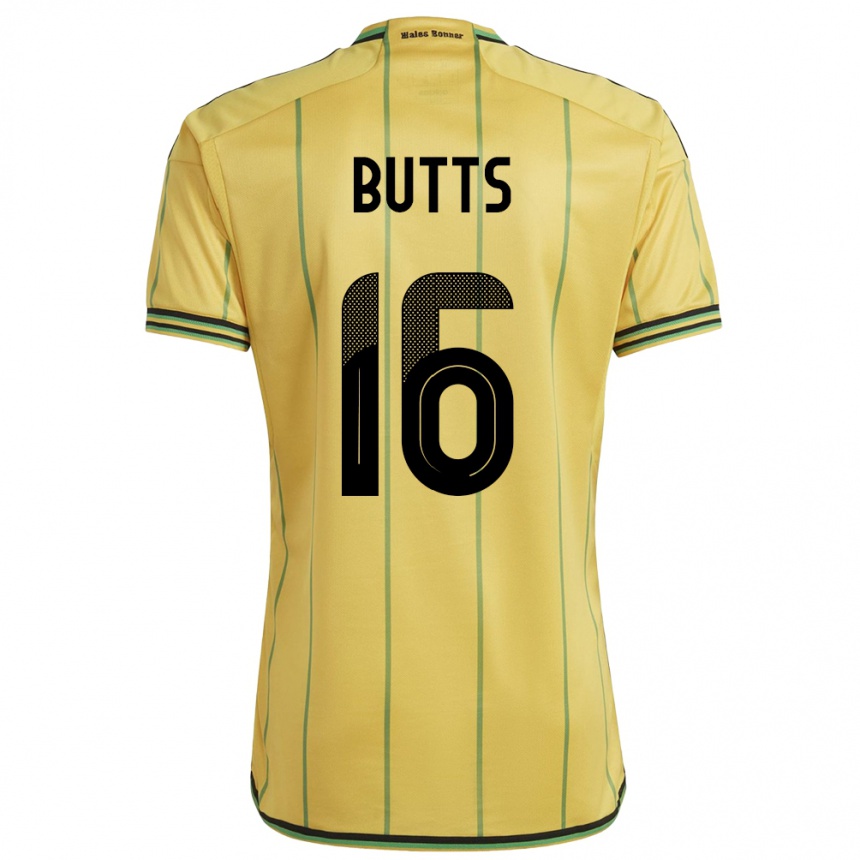 Kids Football Jamaica Njeri Butts #16 Yellow Home Jersey 24-26 T-Shirt Za