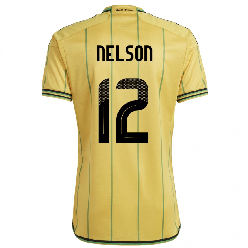 Kids Football Jamaica Tyiesha Nelson #12 Yellow Home Jersey 24-26 T-Shirt Za