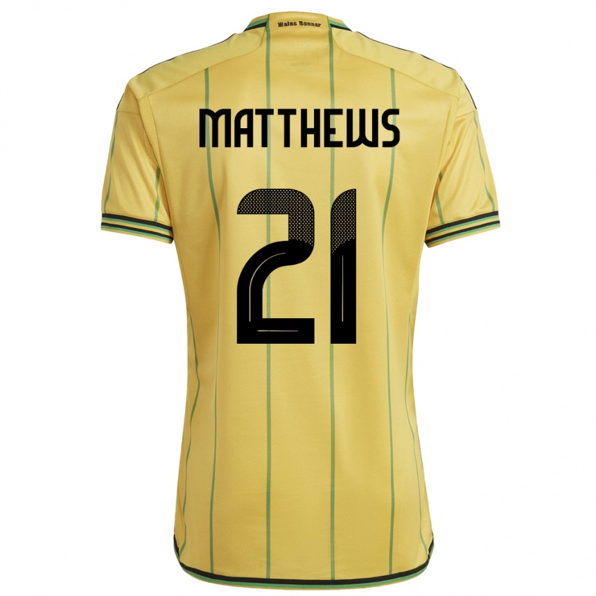 Kids Football Jamaica Cheyna Matthews #21 Yellow Home Jersey 24-26 T-Shirt Za