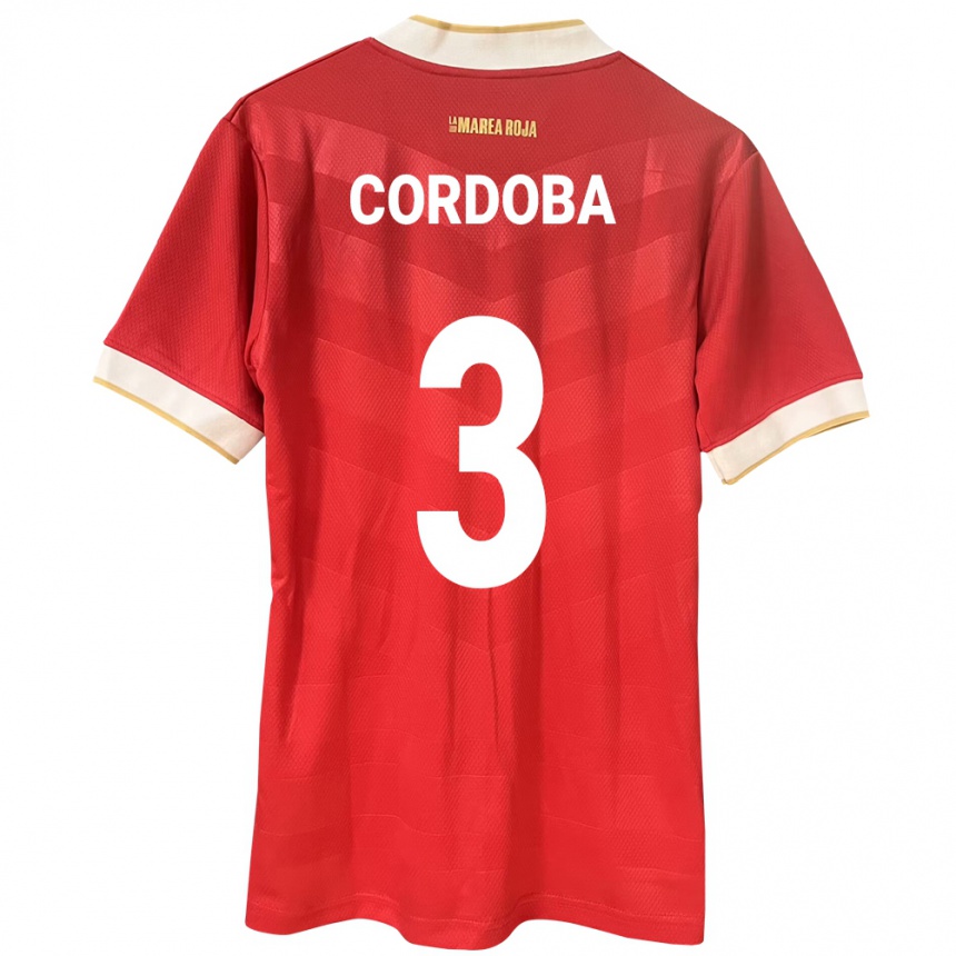 Kids Football Panama José Córdoba #3 Red Home Jersey 24-26 T-Shirt Za