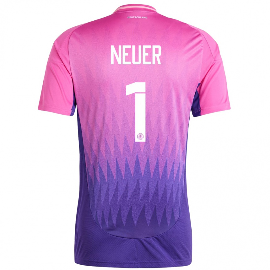 Kids Football Germany Manuel Neuer #1 Pink Purple Away Jersey 24-26 T-Shirt Za