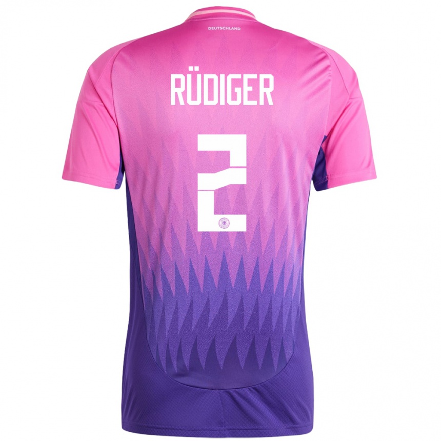 Kids Football Germany Antonio Rudiger #2 Pink Purple Away Jersey 24-26 T-Shirt Za