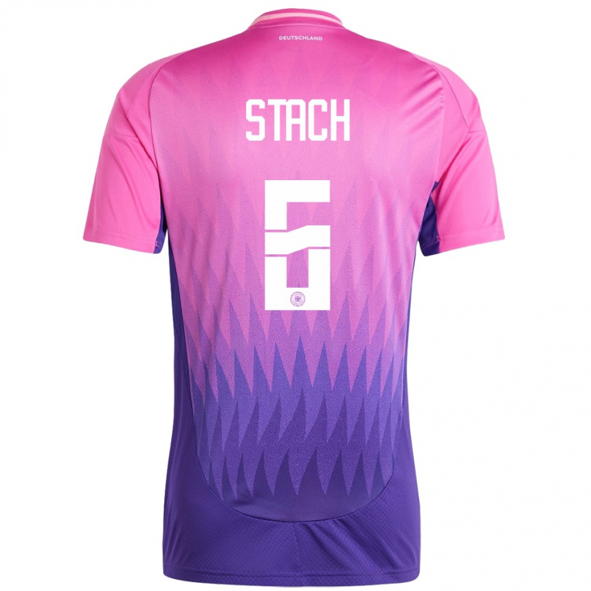 Kids Football Germany Anton Stach #6 Pink Purple Away Jersey 24-26 T-Shirt Za