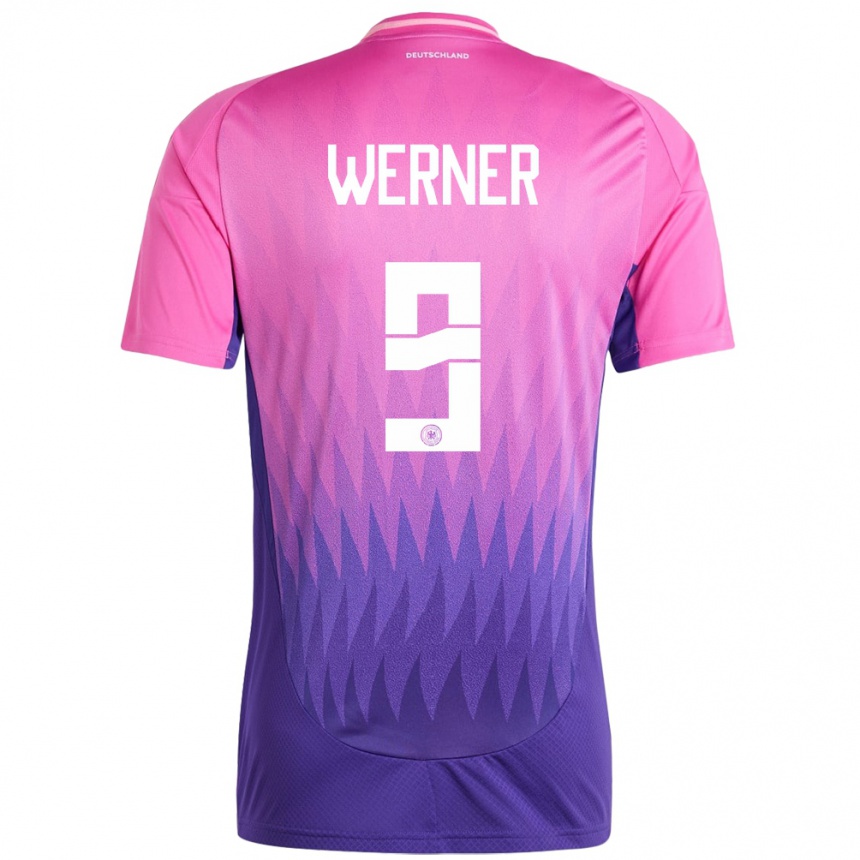 Kids Football Germany Timo Werner #9 Pink Purple Away Jersey 24-26 T-Shirt Za