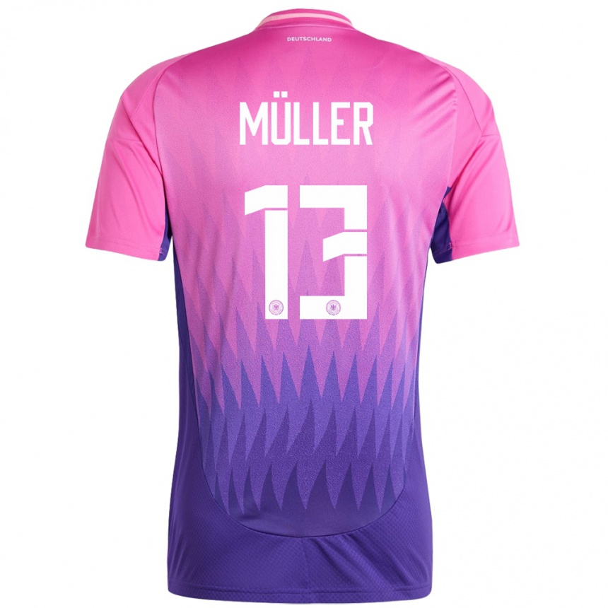 Kids Football Germany Thomas Muller #13 Pink Purple Away Jersey 24-26 T-Shirt Za