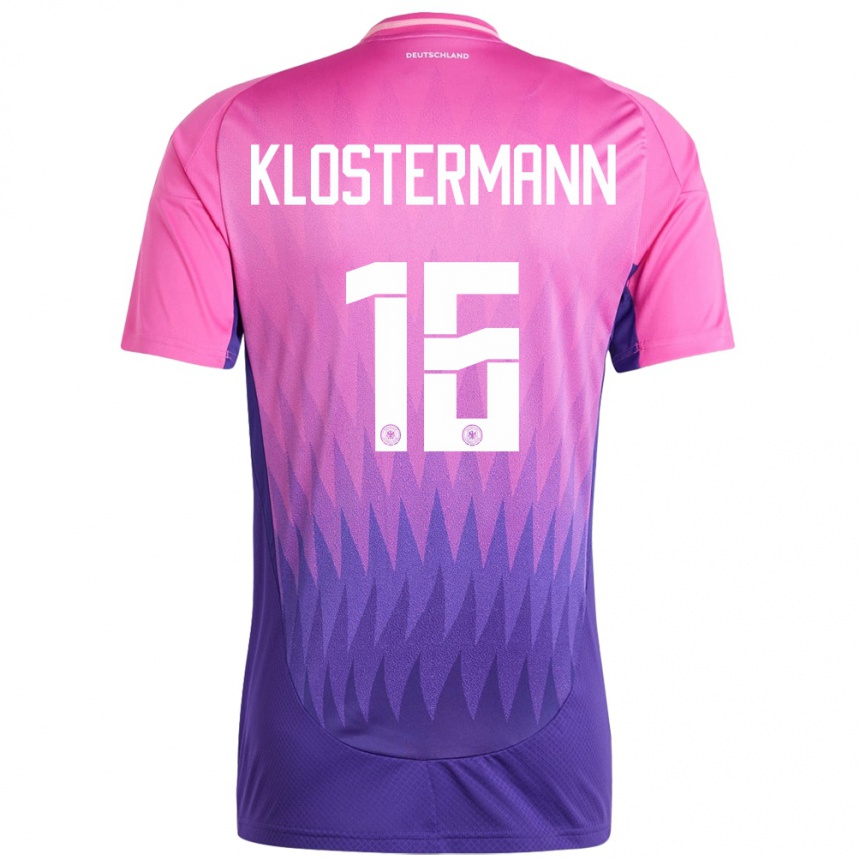 Kids Football Germany Lukas Klostermann #16 Pink Purple Away Jersey 24-26 T-Shirt Za