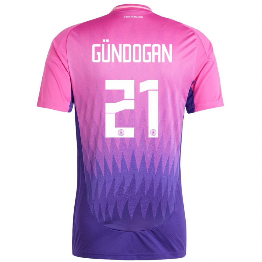 Kids Football Germany Ilkay Gundogan #21 Pink Purple Away Jersey 24-26 T-Shirt Za