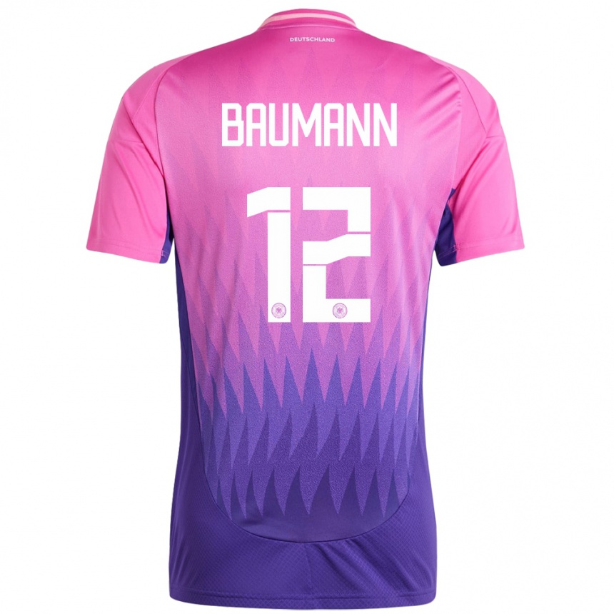 Kids Football Germany Oliver Baumann #12 Pink Purple Away Jersey 24-26 T-Shirt Za