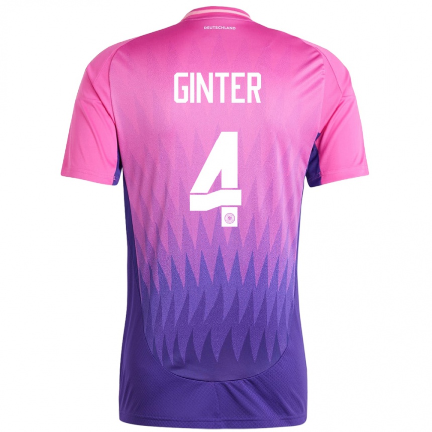 Kids Football Germany Matthias Ginter #4 Pink Purple Away Jersey 24-26 T-Shirt Za