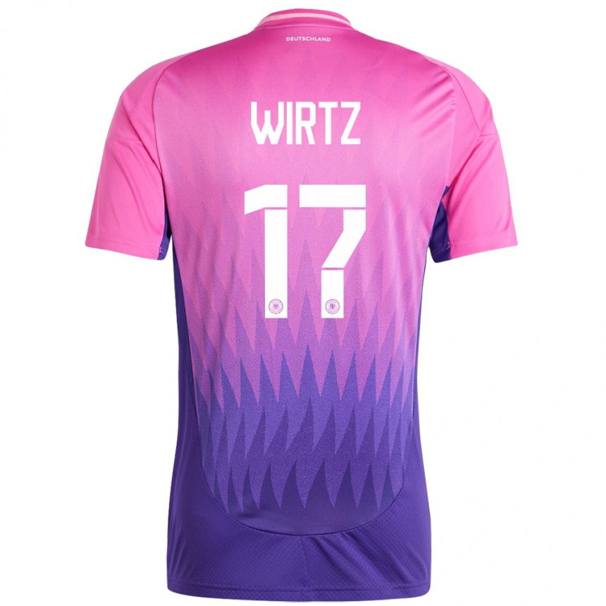 Kids Football Germany Florian Wirtz #17 Pink Purple Away Jersey 24-26 T-Shirt Za