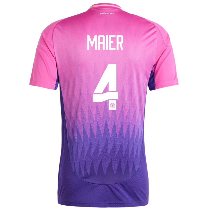 Kids Football Germany Leonie Maier #4 Pink Purple Away Jersey 24-26 T-Shirt Za