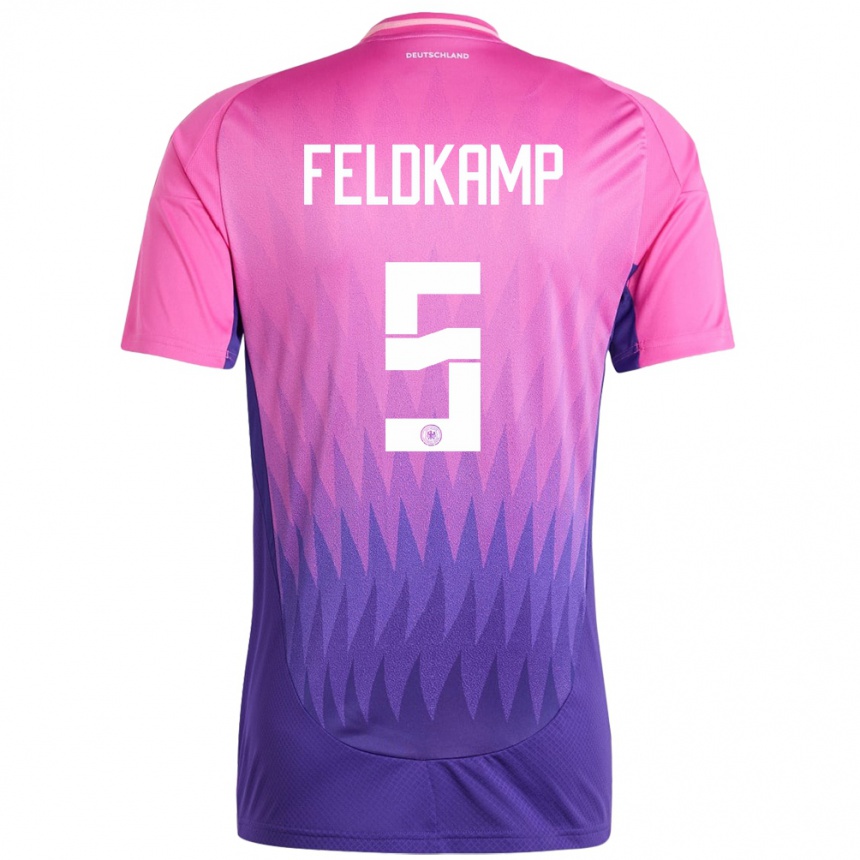 Kids Football Germany Jana Feldkamp #5 Pink Purple Away Jersey 24-26 T-Shirt Za