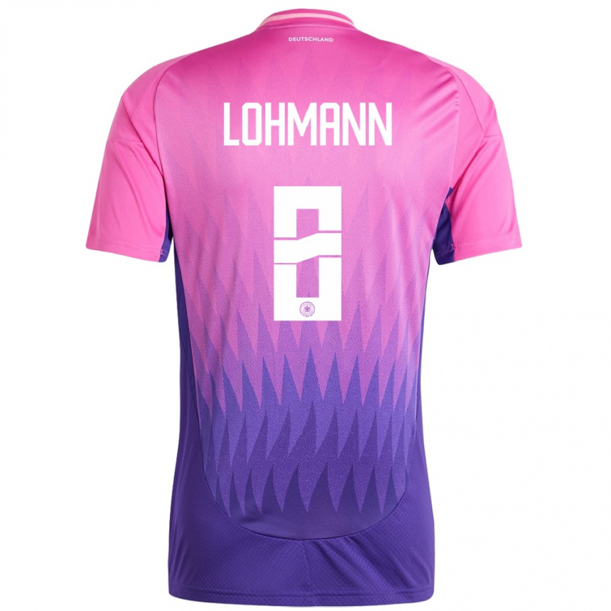 Kids Football Germany Sydney Lohmann #8 Pink Purple Away Jersey 24-26 T-Shirt Za