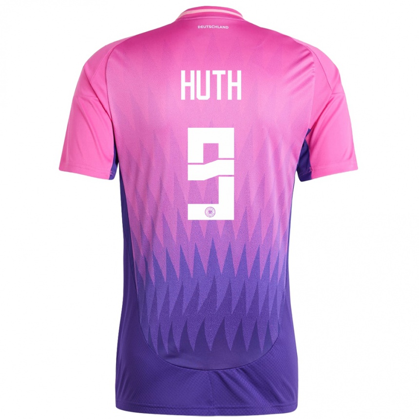 Kids Football Germany Svenja Huth #9 Pink Purple Away Jersey 24-26 T-Shirt Za