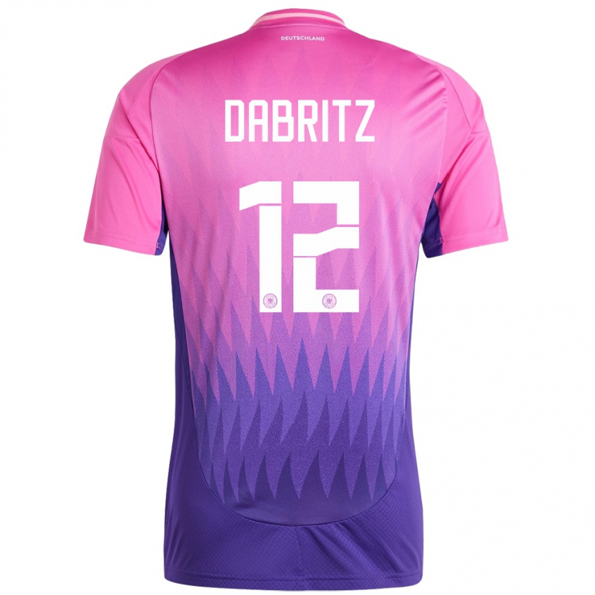 Kids Football Germany Sara Dabritz #12 Pink Purple Away Jersey 24-26 T-Shirt Za