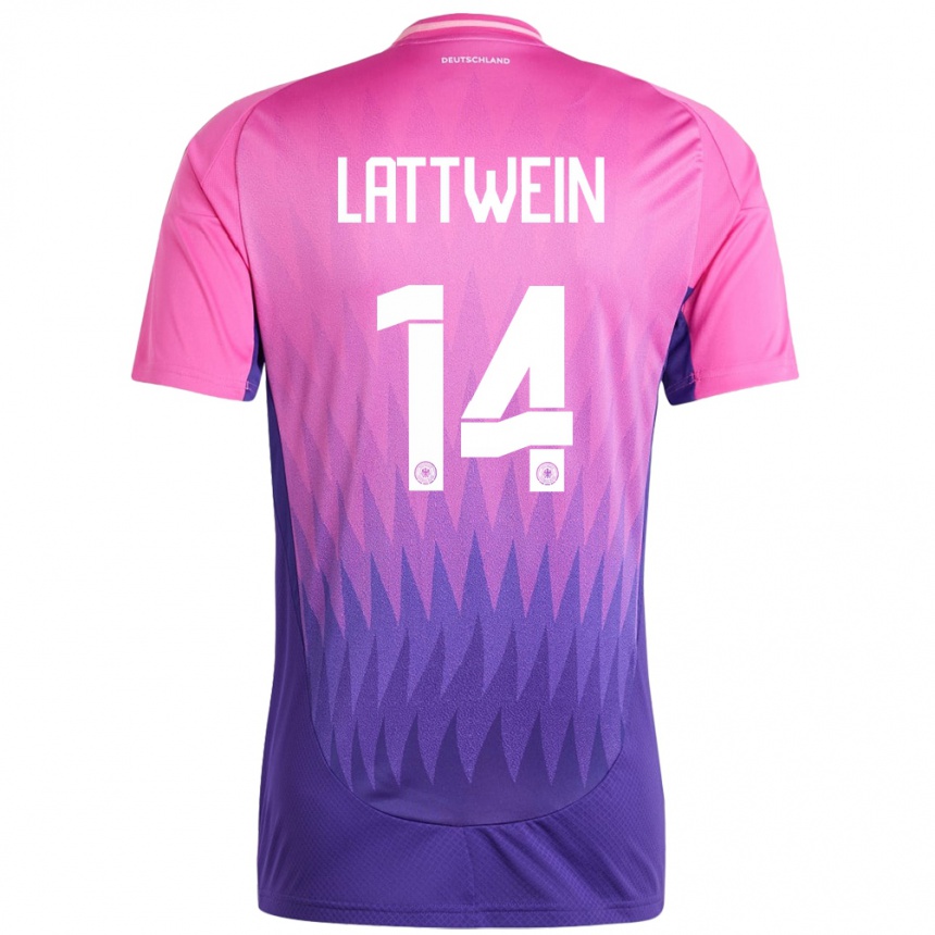 Kids Football Germany Lena Lattwein #14 Pink Purple Away Jersey 24-26 T-Shirt Za