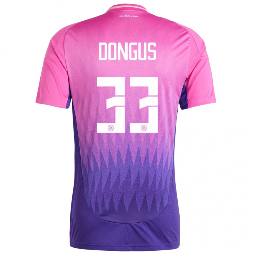 Kids Football Germany Fabienne Dongus #33 Pink Purple Away Jersey 24-26 T-Shirt Za