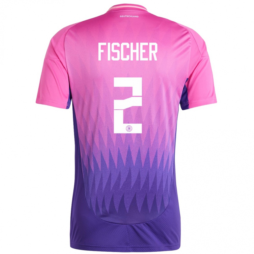 Kids Football Germany Kilian Fischer #2 Pink Purple Away Jersey 24-26 T-Shirt Za